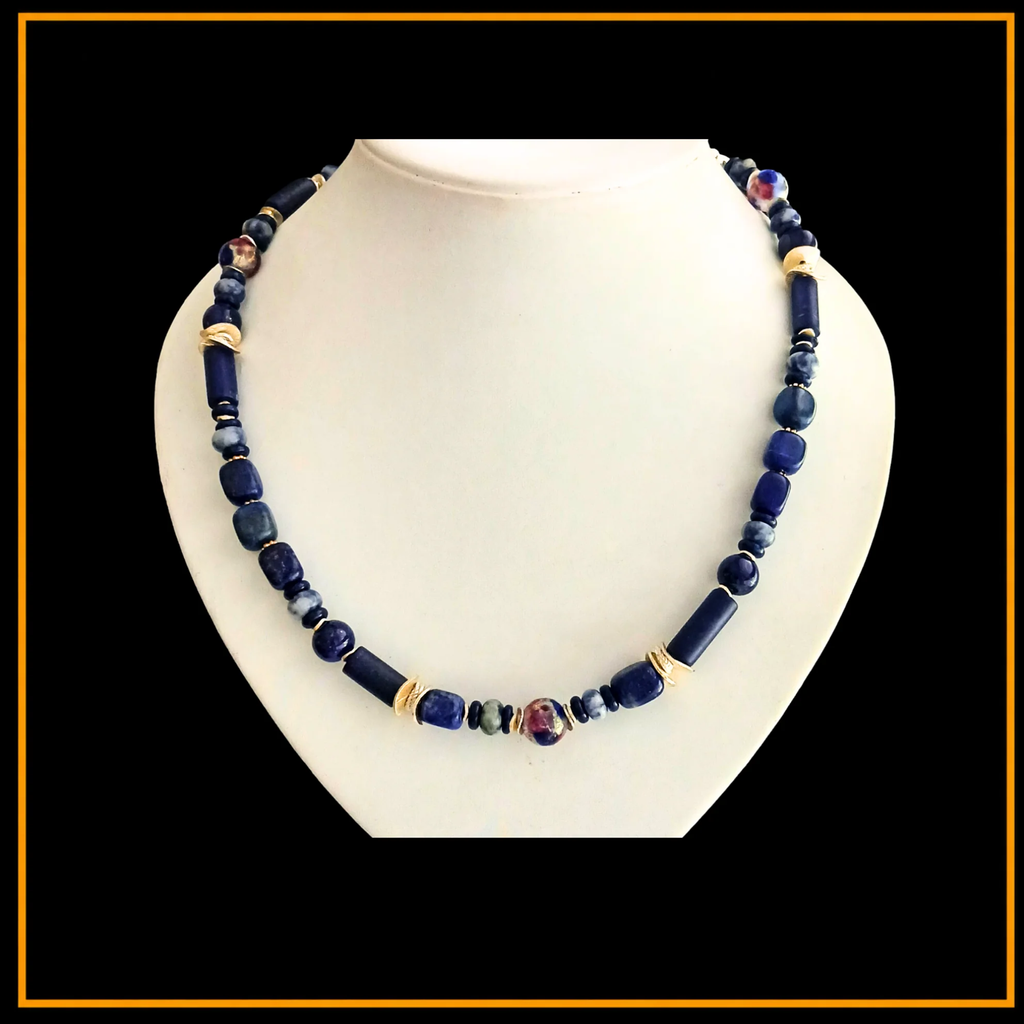 Halskette – Lapislazuli – Muranoglas – Unisex