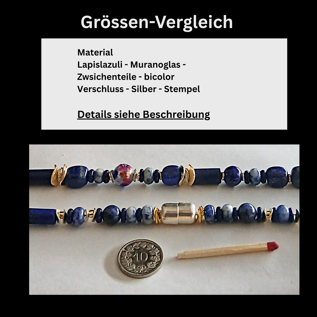 Halskette – Lapislazuli – Muranoglas – Unisex