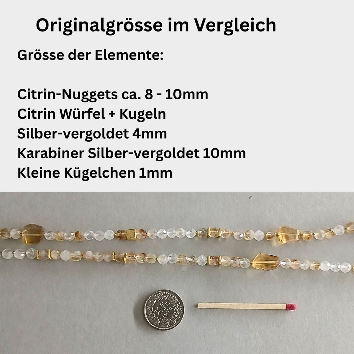 2-in1- Citrin - Perlen - Halskette oder Armband