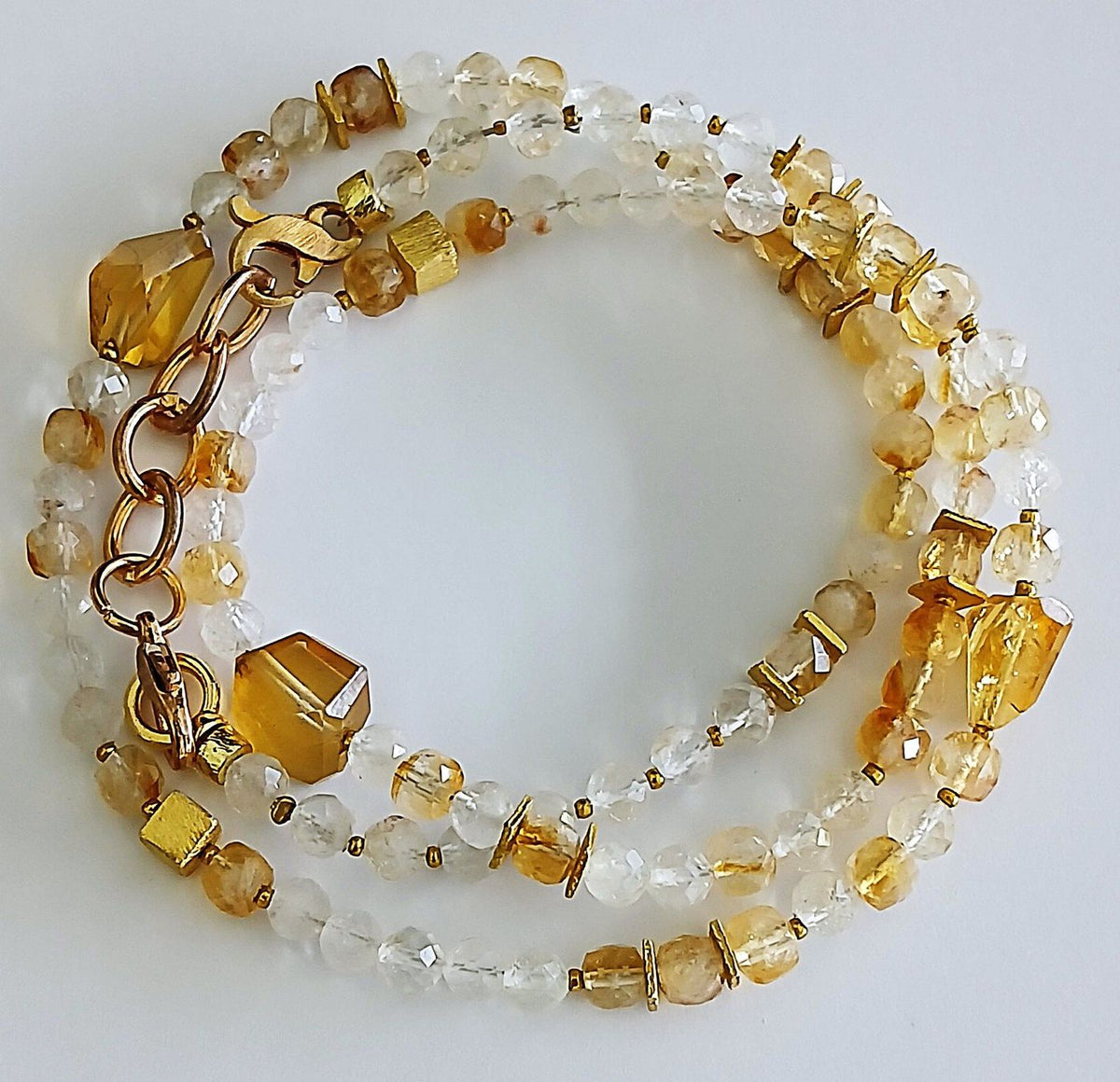 2-in1- Citrin - Perlen - Halskette oder Armband