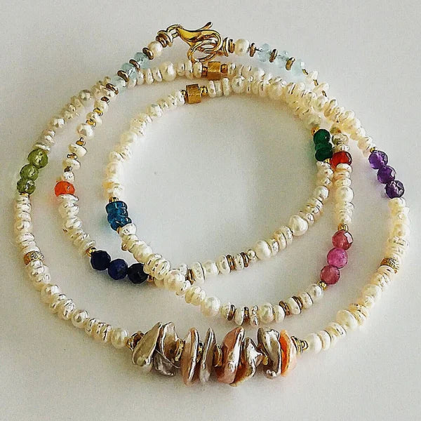 2-in-1 - Süsswasser-Perlen - Halskette oder Armband