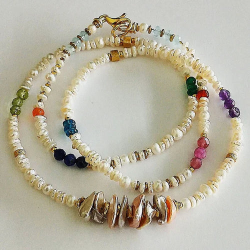2-in-1 - Süsswasser-Perlen - Halskette oder Armband
