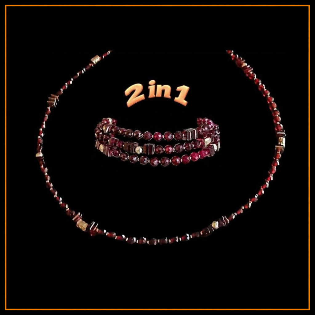 2-in-1 - Granat - Haskette oder Armband