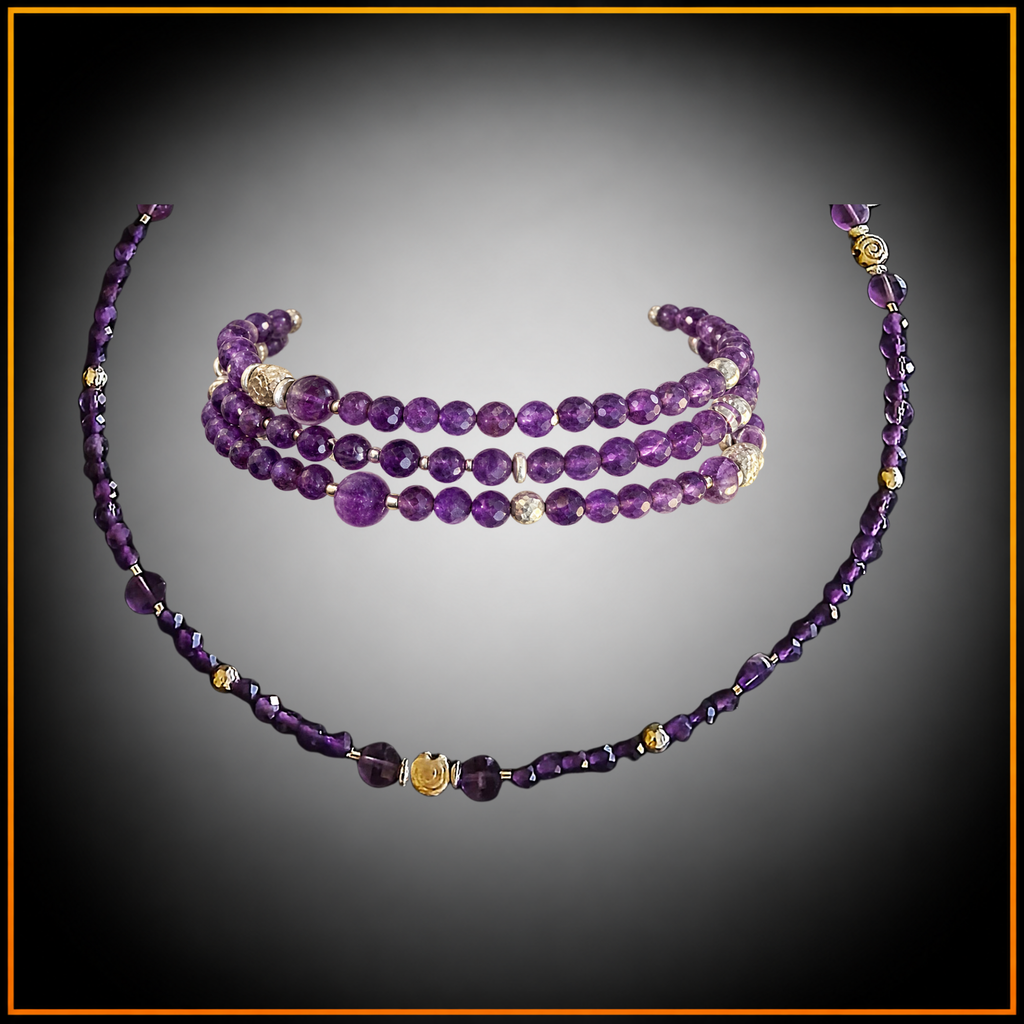 2-in-1 - Amethyst - Halskette oder Armband