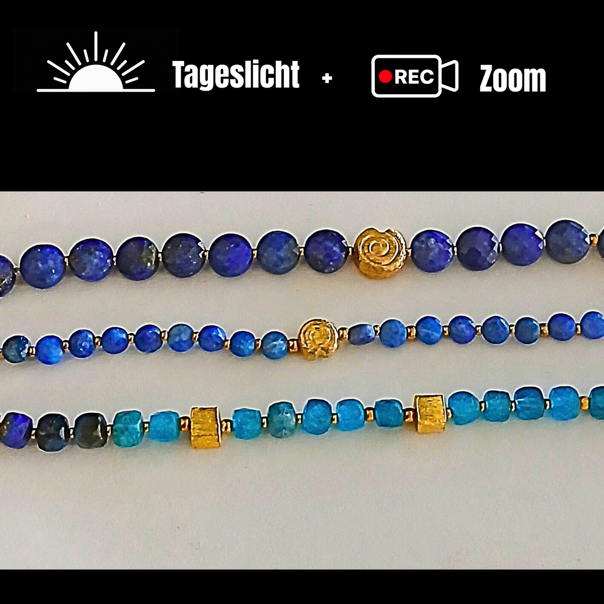 Armband - Lapislazuli - Apatit - 3 Reihen