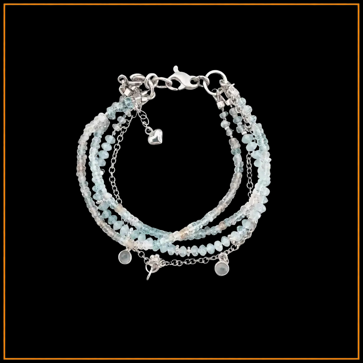Armband - Morganit - Aquamarin - 4 Reihen
