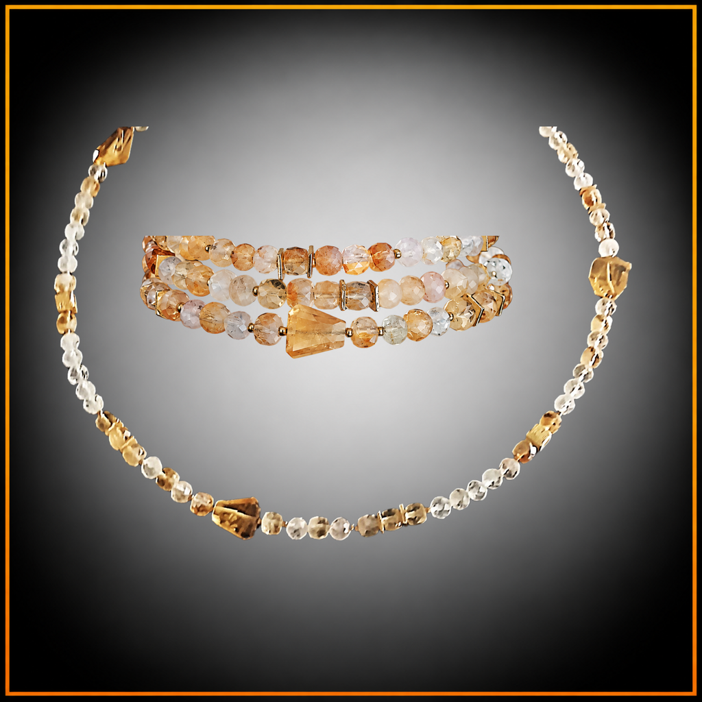 2-in1- Citrin - Perlen - Halskette oder Armband