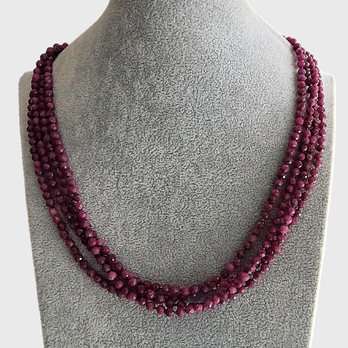 Collier - Rubin - Sterling-Silber - 4 Reihen