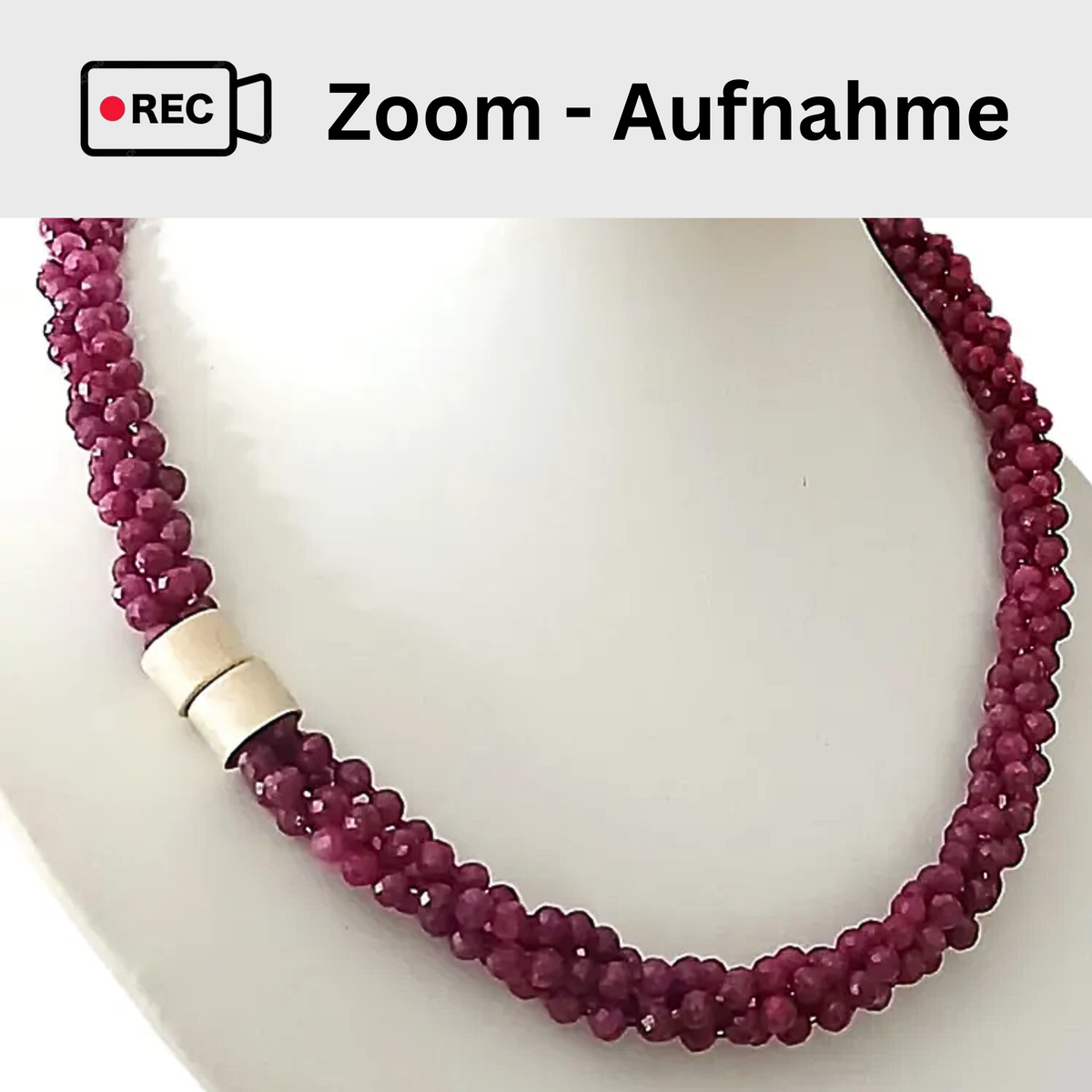 Collier - Rubin - Sterling-Silber - 4 Reihen