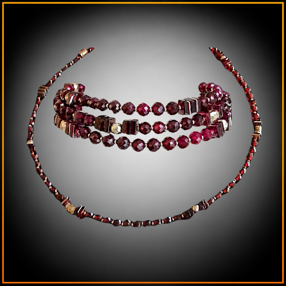 2-in-1 - Granat - Haskette oder Armband