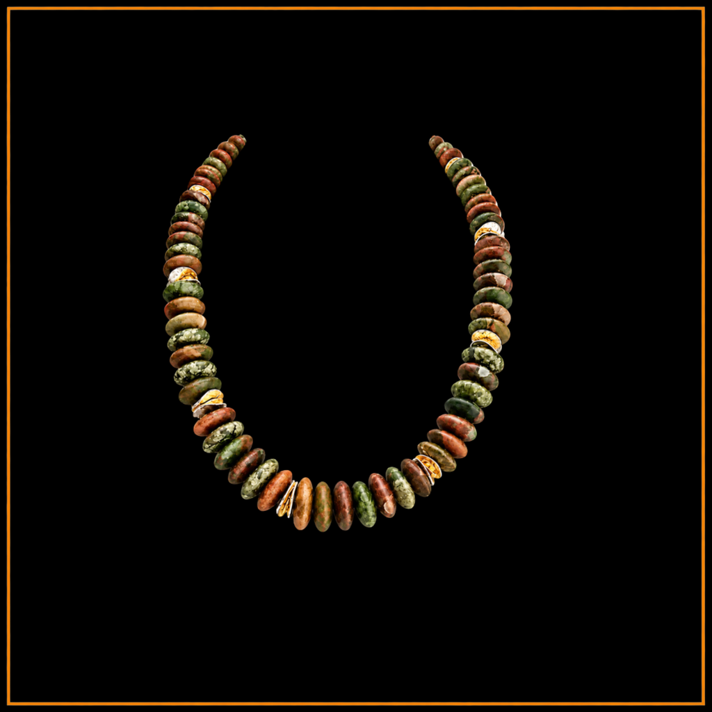 Halskette – Rhyolith – Scheiben – Unisex