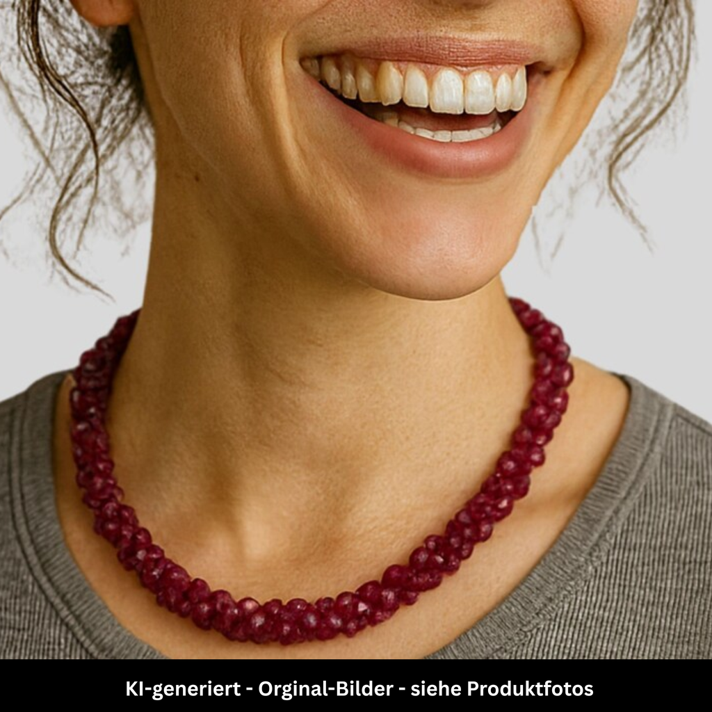 Collier - Rubin - Sterling-Silber - 4 Reihen