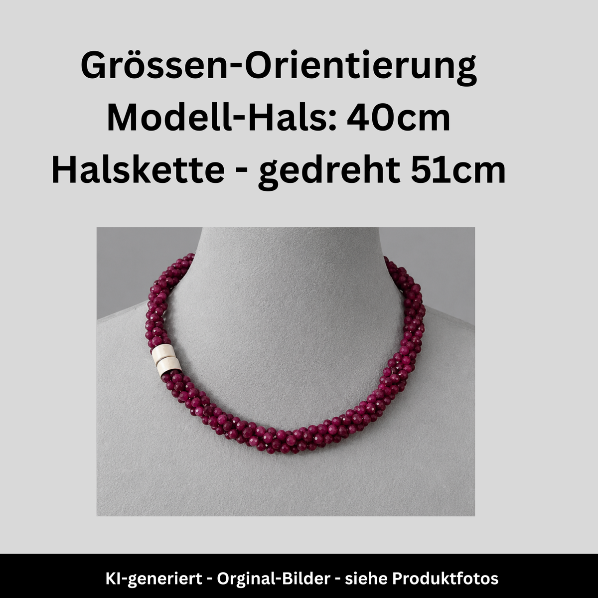 Collier - Rubin - Sterling-Silber - 4 Reihen