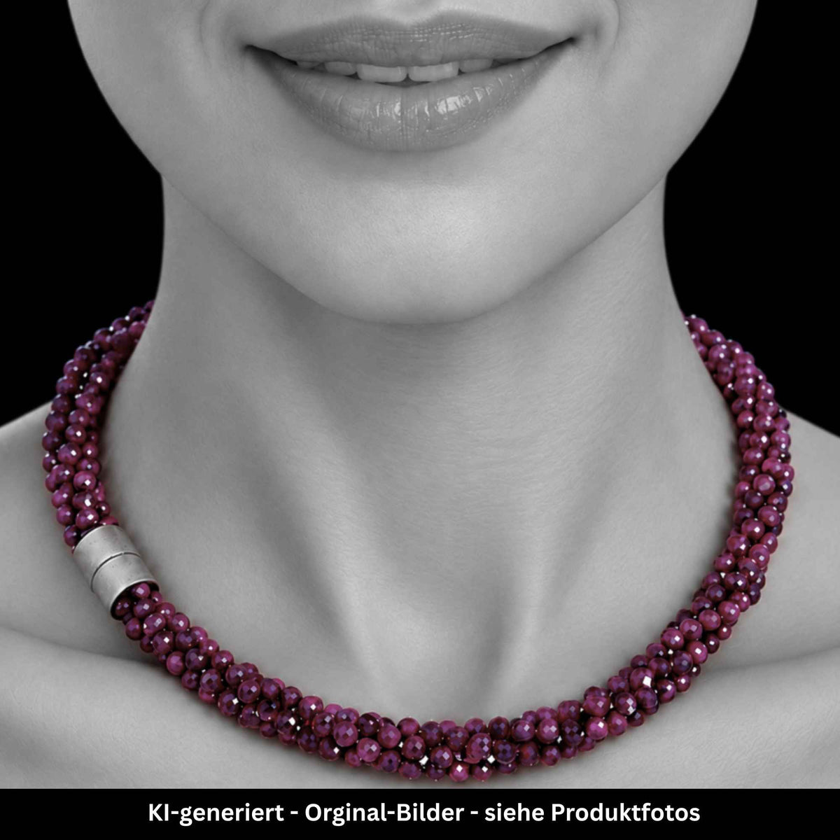 Collier - Rubin - Sterling-Silber - 4 Reihen