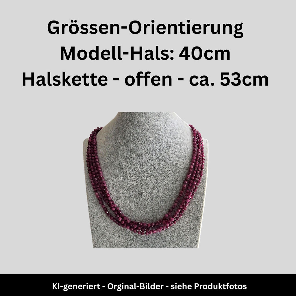 Collier - Rubin - Sterling-Silber - 4 Reihen