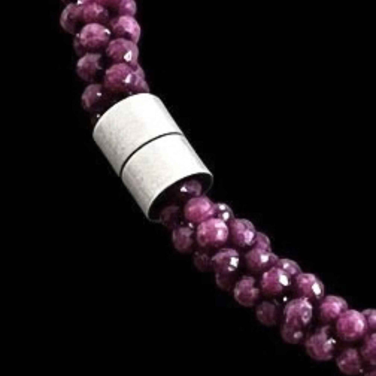 Collier - Rubin - Sterling-Silber - 4 Reihen