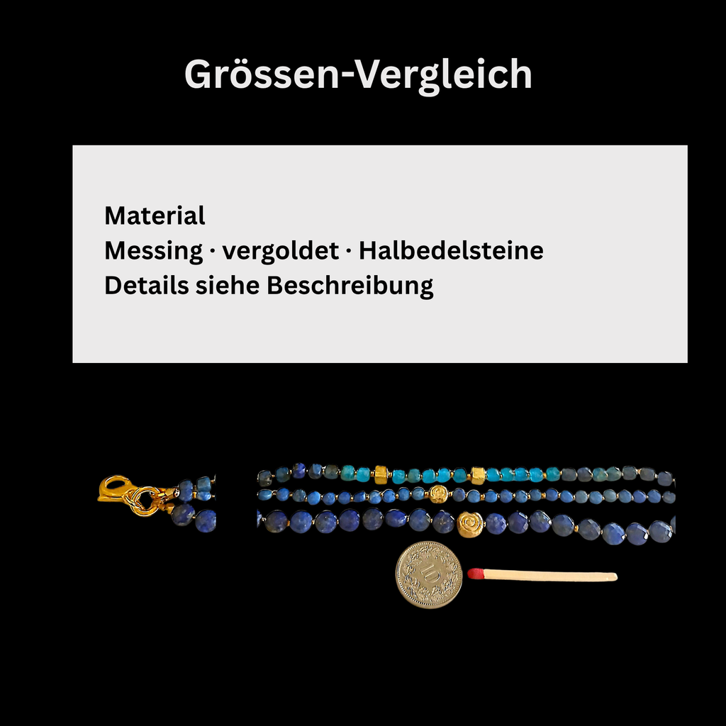 Armband - Lapislazuli - Apatit - 3 Reihen