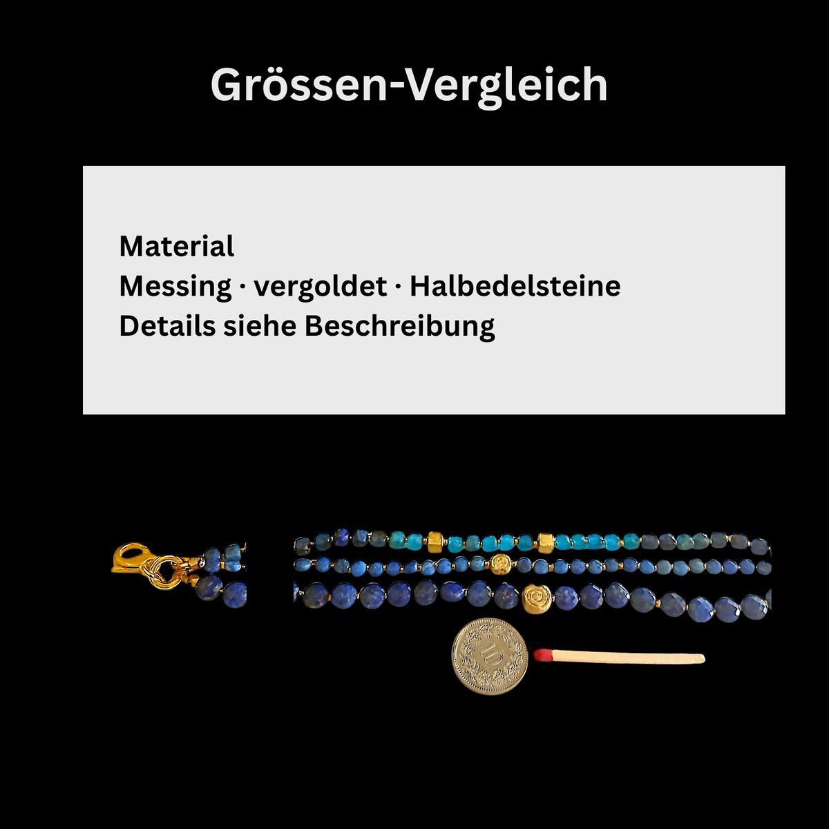 Armband - Lapislazuli - Apatit - 3 Reihen