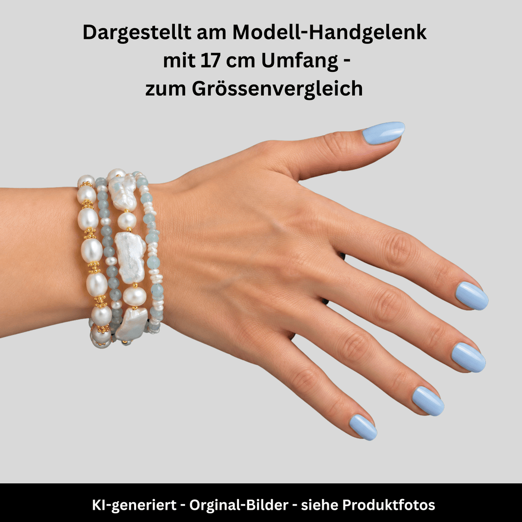 Armband - Aquamarin - Perlen - 4 Reihen