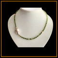 Halskette – Peridot – Barockperle – weiss