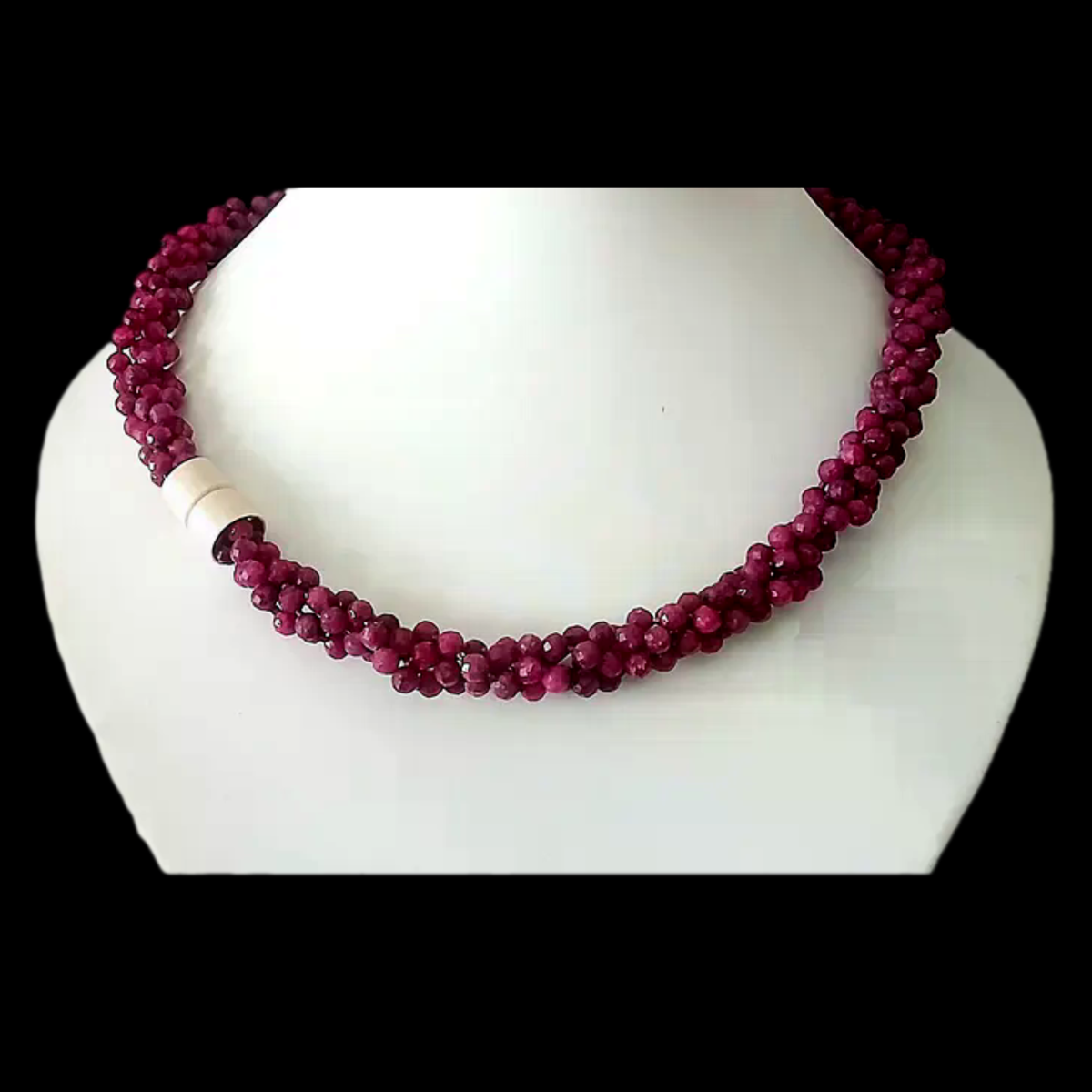 Collier - Rubin - Sterling-Silber - 4 Reihen
