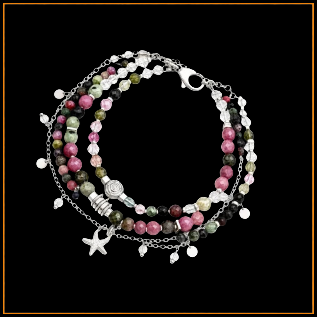 Armband - Turmalin-Silber - 3 Reihen