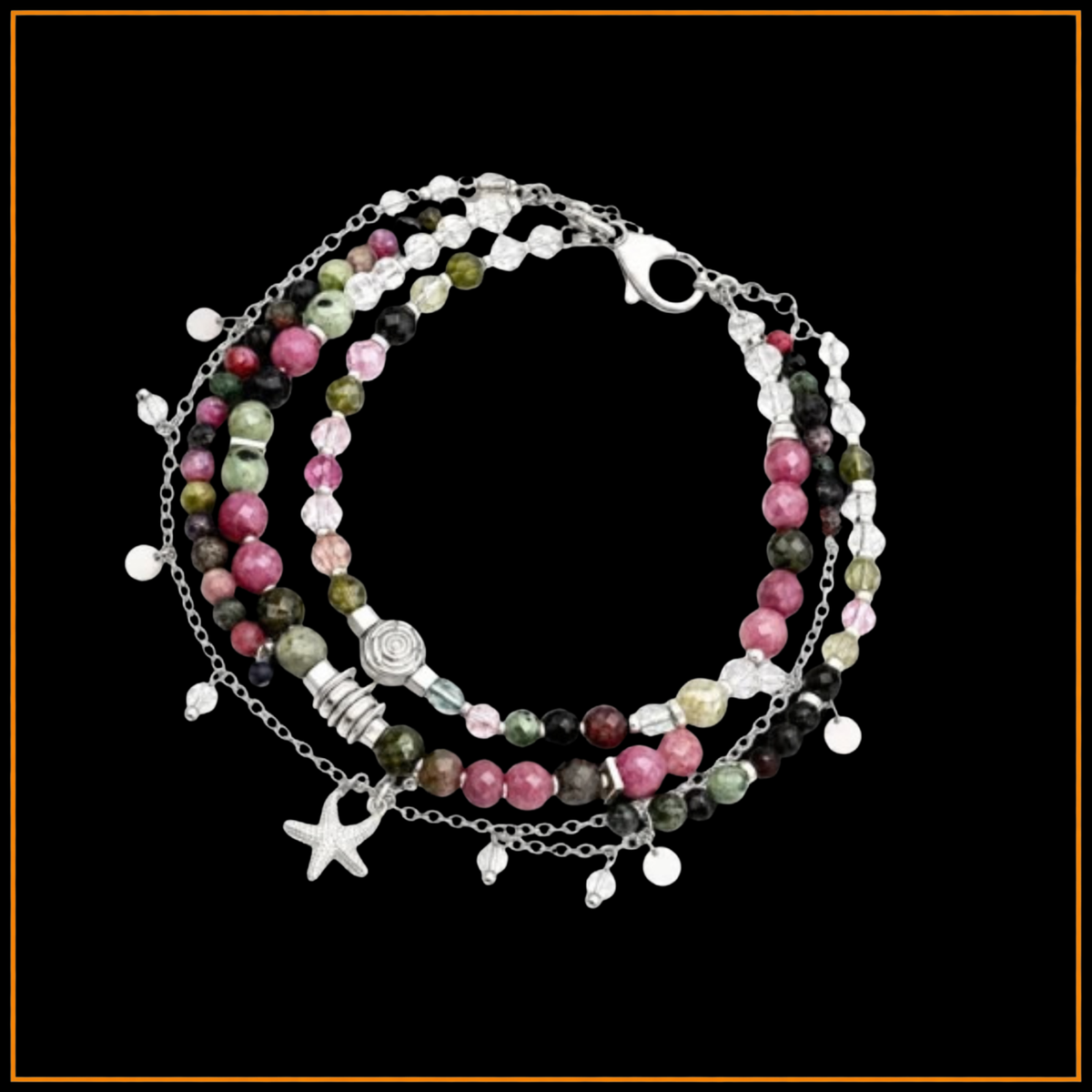 Armband - Turmalin-Silber - 3 Reihen