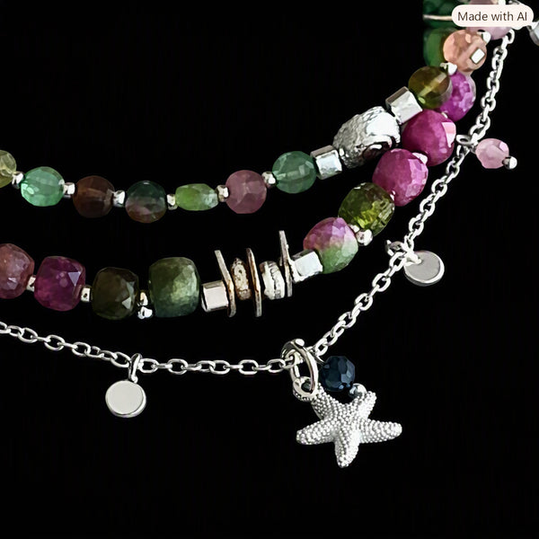 Armband - Turmalin-Silber - 3 Reihen