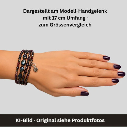 Armband -  pfauenblaue Perlen  - 4 Reihen