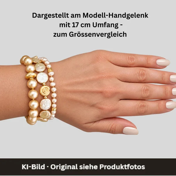Armband - Keshi-Perlen natur - 3 Reihen