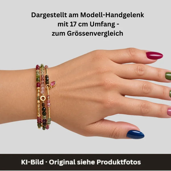 Armband - Turmalin - Regenbogen - 3 Reihen