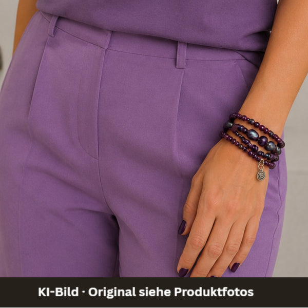 Armband -  pfauenblaue Perlen  - 4 Reihen