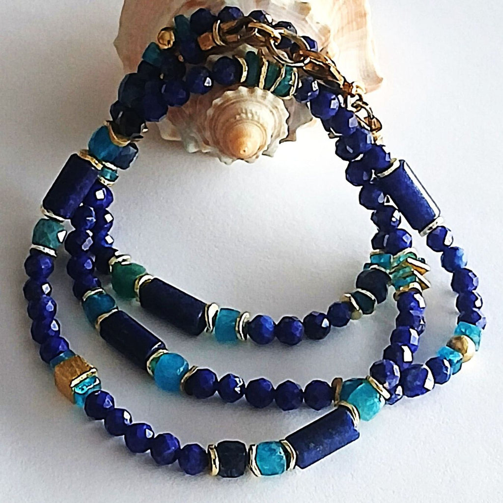 2-in1 - Lapislazuli - Halskette oder Armband