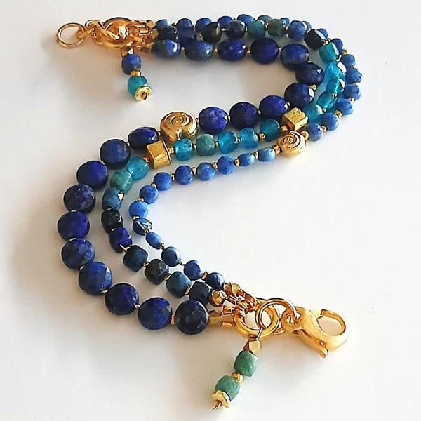 Armband - Lapislazuli - Apatit - 3 Reihen