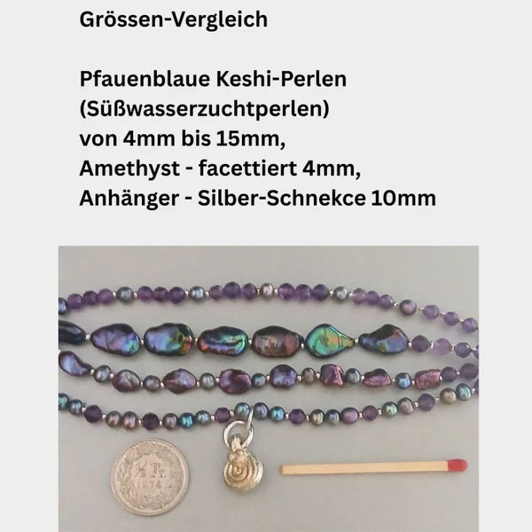 Armband -  pfauenblaue Perlen  - 4 Reihen