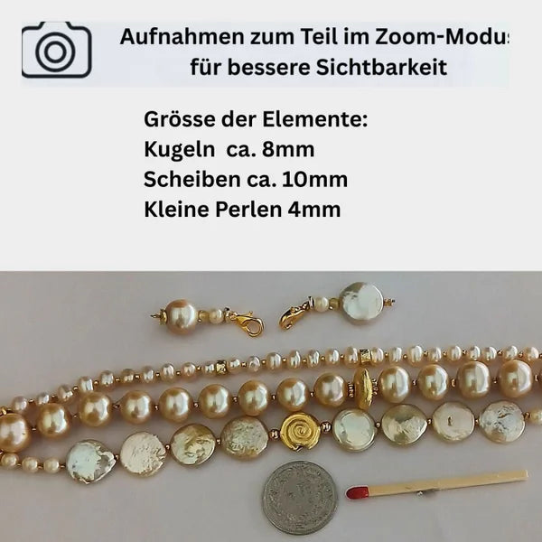 Armband - Keshi-Perlen natur - 3 Reihen