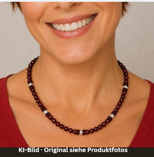 2-in-1 - Granat - Haskette oder Armband