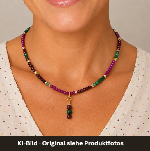 2-in-1  Turmalin - Halskette oder Armband - Anhänger