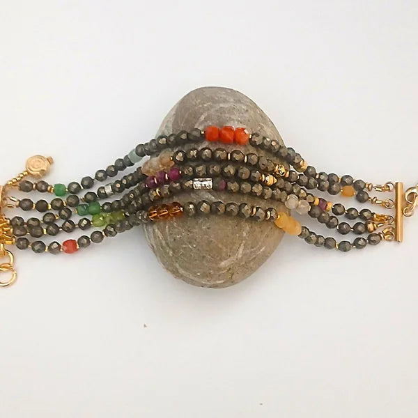 Armband - Pyrit - 5 Reihen