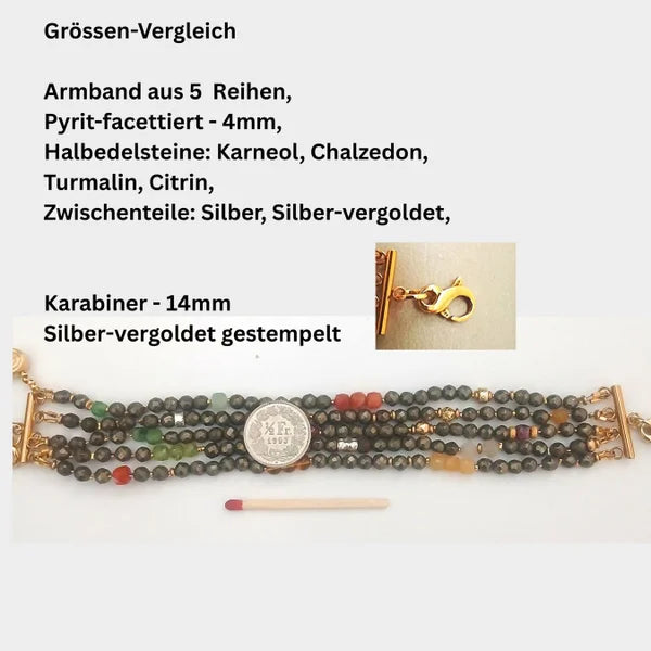 Armband - Pyrit - 5 Reihen