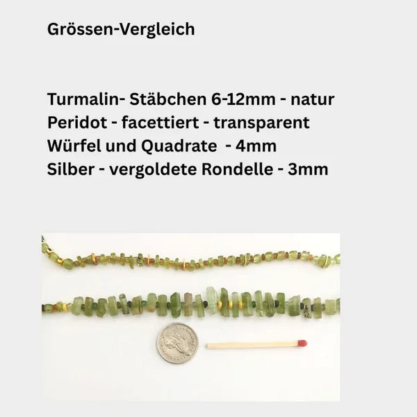 Halskette – Turmalin – Stäbchen – grün