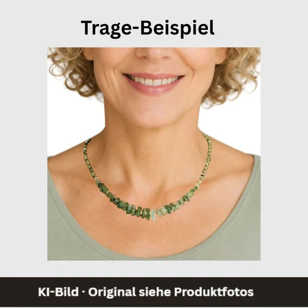 Halskette – Turmalin – Stäbchen – grün