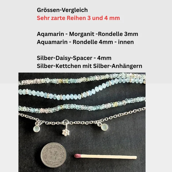 Armband - Morganit - Aquamarin - 4 Reihen