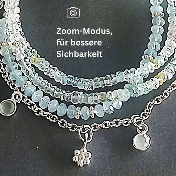 Armband - Morganit - Aquamarin - 4 Reihen
