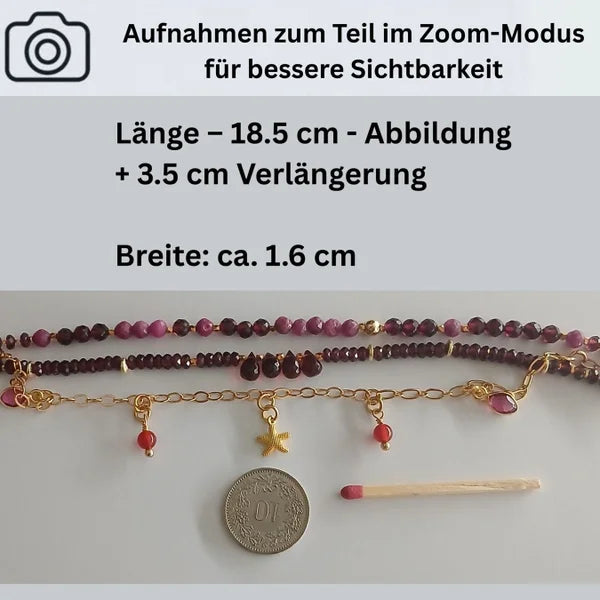 Armband - Granat - Turmalin - 3 Reihen