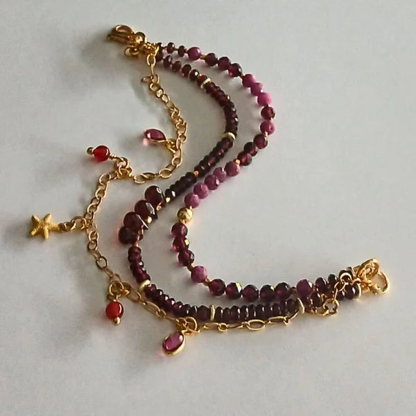 Armband - Granat - Turmalin - 3 Reihen