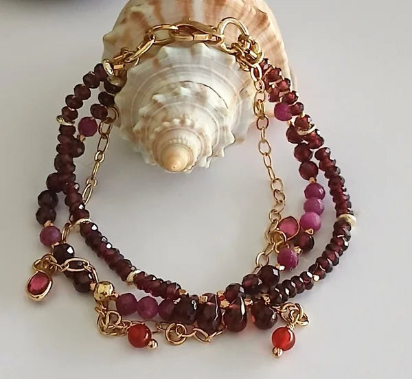 Armband - Granat - Turmalin - 3 Reihen